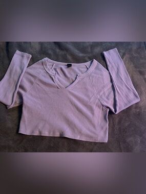 Wild Fable Lilac Ribbed V-Neck Crop Top